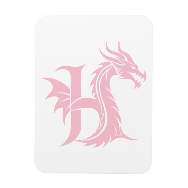Dragon Styled Letter H, Dragon Alphabet, Monogram Magnet (Vertical)