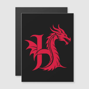 Dragon Styled Letter H, Dragon Alphabet, Monogram Magnetic Invitation