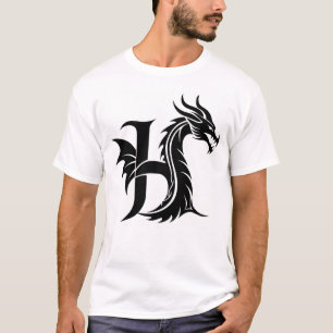 Dragon Styled Letter H, Dragon Alphabet, Monogram T-Shirt