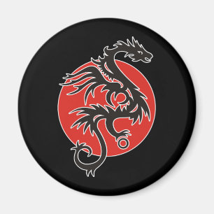 Dragon Sun - black red white + your ideas Magnet
