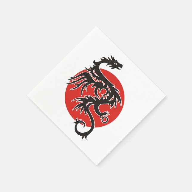 Dragon Sun - black red white + your ideas Napkin (Corner)