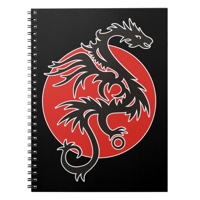 Dragon Sun - black red white + your ideas Notebook (Front)