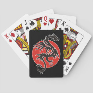Dragon Sun - black red white + your ideas Playing Cards