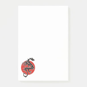 Dragon Sun - black red white + your ideas Post-it Notes