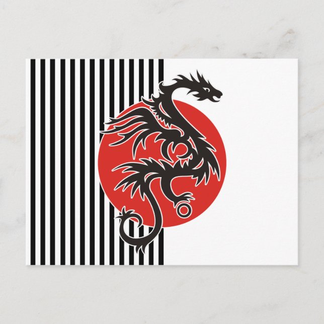 Dragon Sun - black red white + your ideas Postcard (Front)