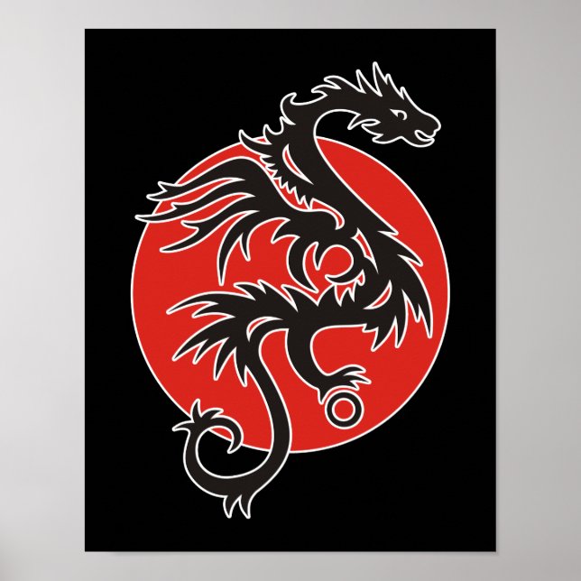 Dragon Sun - black red white + your ideas Poster (Front)