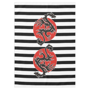 Dragon Sun - black red white + your ideas Tablecloth