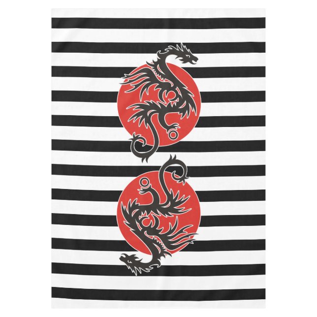 Dragon Sun - black red white + your ideas Tablecloth (Front)