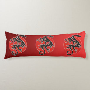Dragon Sun Power - black red white + your ideas Body Cushion