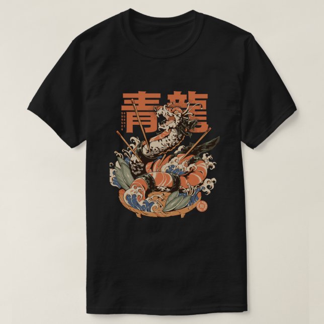 « Dragon Sushi - Noir » par ilustrata T-Shirt (Design Front)