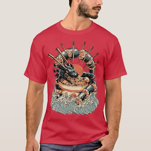 Dragon Sushi Ramen Black Version T-Shirt (Front)