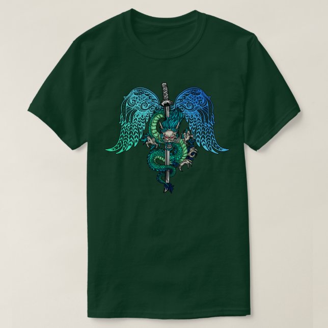 Dragon Sword Angel Wings T-Shirt (Design Front)