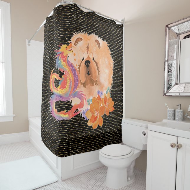 DRAGON-TALEZ Chow Year of the Dragon Shower Curtain (In Situ)