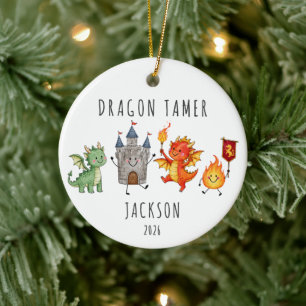 Dragon Tamer Personalised Kids Ceramic Tree Decoration
