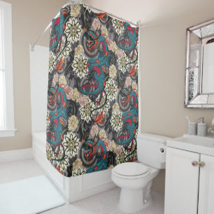 dragon tattoo dark shower curtain