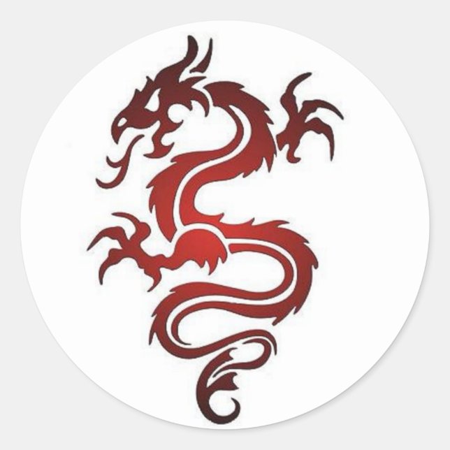 Dragon Tattoo - Red Classic Round Sticker (Front)