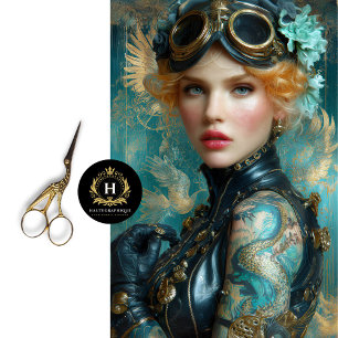 Dragon Tattoo Steampunk Girl Decoupage Paper