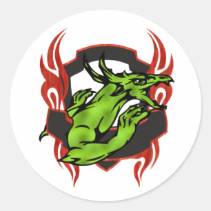 Dragon Tattoo Style Artwork Colourful Design Classic Round Sticker