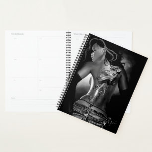 Dragon Tattoo Woman Black White Planner
