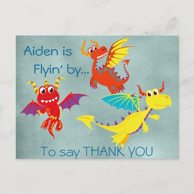 Dragon THANK YOU postcard (personalise) (Front)