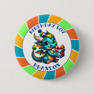Dragon Themed Birthday Boy 6 Cm Round Badge