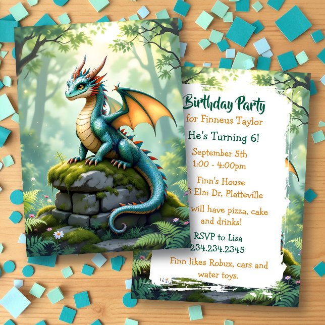 Dragon Themed Boy's Birthday Party Invitation (Creator Uploaded)