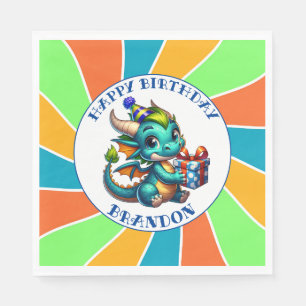 Dragon Themed Boy's Birthday Party Napkin