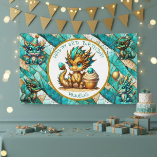 Dragon Themed Personalised Happy Birthday Banner