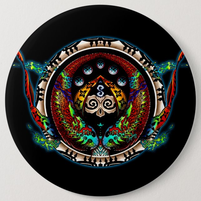 Dragon Twins 6 Cm Round Badge (Front)