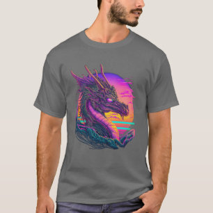 Dragon Vaporwave Abstract Landscape Moonree boy T-Shirt