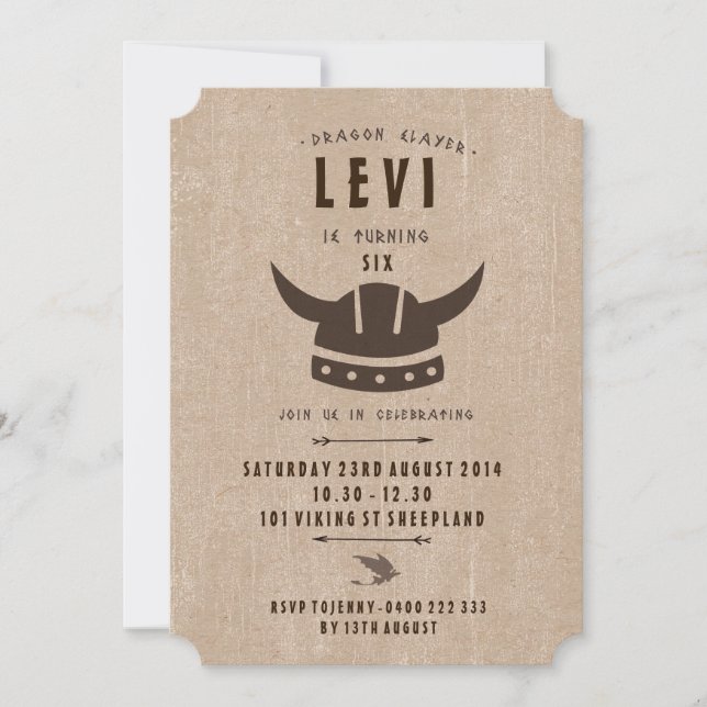 Dragon & Viking Birthday Invitation (Front)