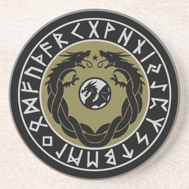 Dragon Viking Rune Protection Coaster (Front)