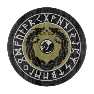 Dragon Viking Rune Protection Cutting Board