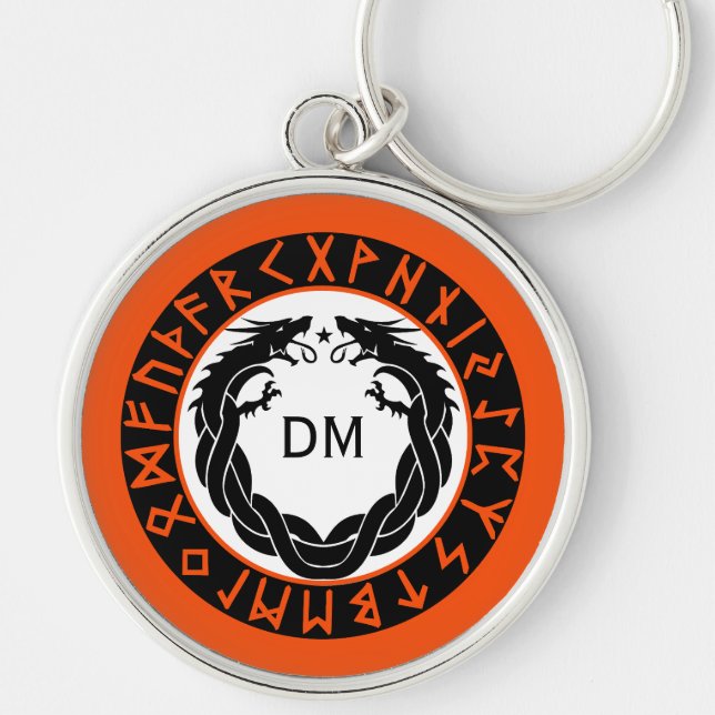 Dragon Viking Rune Protection Key Ring (Front)
