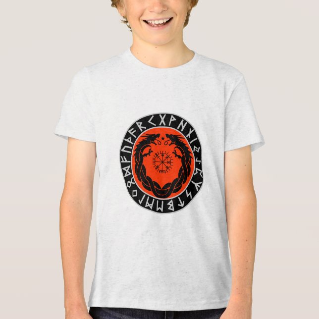 Dragon Viking Rune Protection Tri-Blend Shirt (Front)