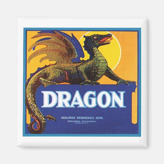 Dragon Vintage Crate Label Magnet (Front)
