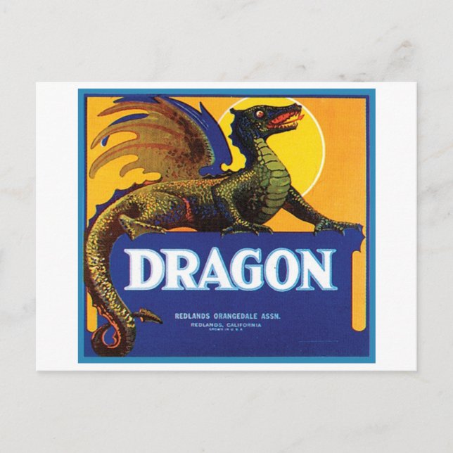 Dragon Vintage Crate Label Postcard (Front)
