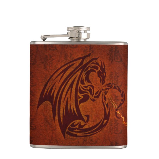 Dragon Vinyl Wrapped Flask (Front)
