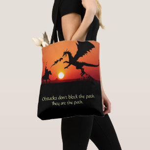 Dragon vs Knight Inspirational Motivational Tote Bag