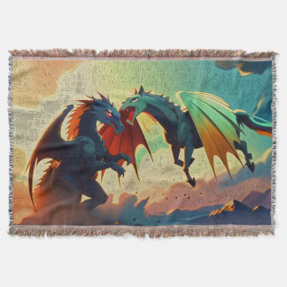 Dragon vs Pegasus Throw Blanket