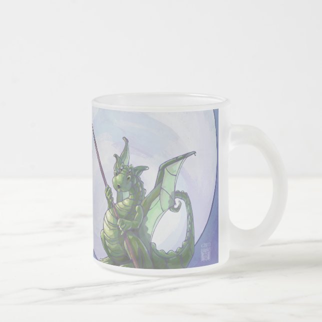 Dragon Watch Art Frosted Glass Coffee Mug (Right)