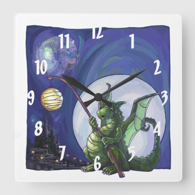 Dragon Watch Art Square Wall Clock (Front)