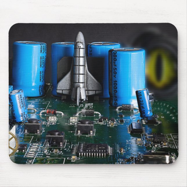 Dragon watching the Space Shuttle Launch Mouse Pad (Front)