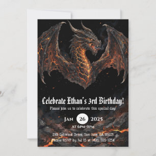 Dragon Watercolor Birthday Invitation
