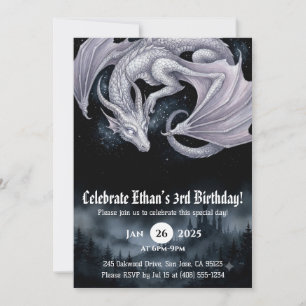 Dragon Watercolor Birthday Invitation