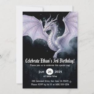 Dragon Watercolor Birthday Invitation