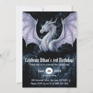 Dragon Watercolor Birthday Invitation