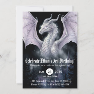 Dragon Watercolor Birthday Invitation