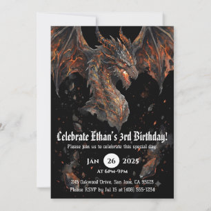 Dragon Watercolor Birthday Invitation