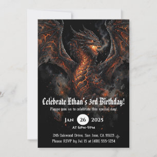 Dragon Watercolor Birthday Invitation